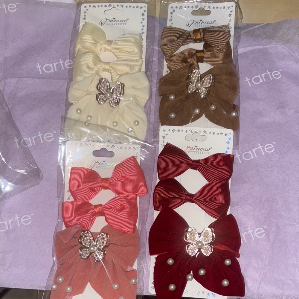 Princess Hair Bow Set with Butterfly Accents 4 packs for $10